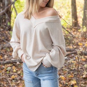 Waffle long sleeve top